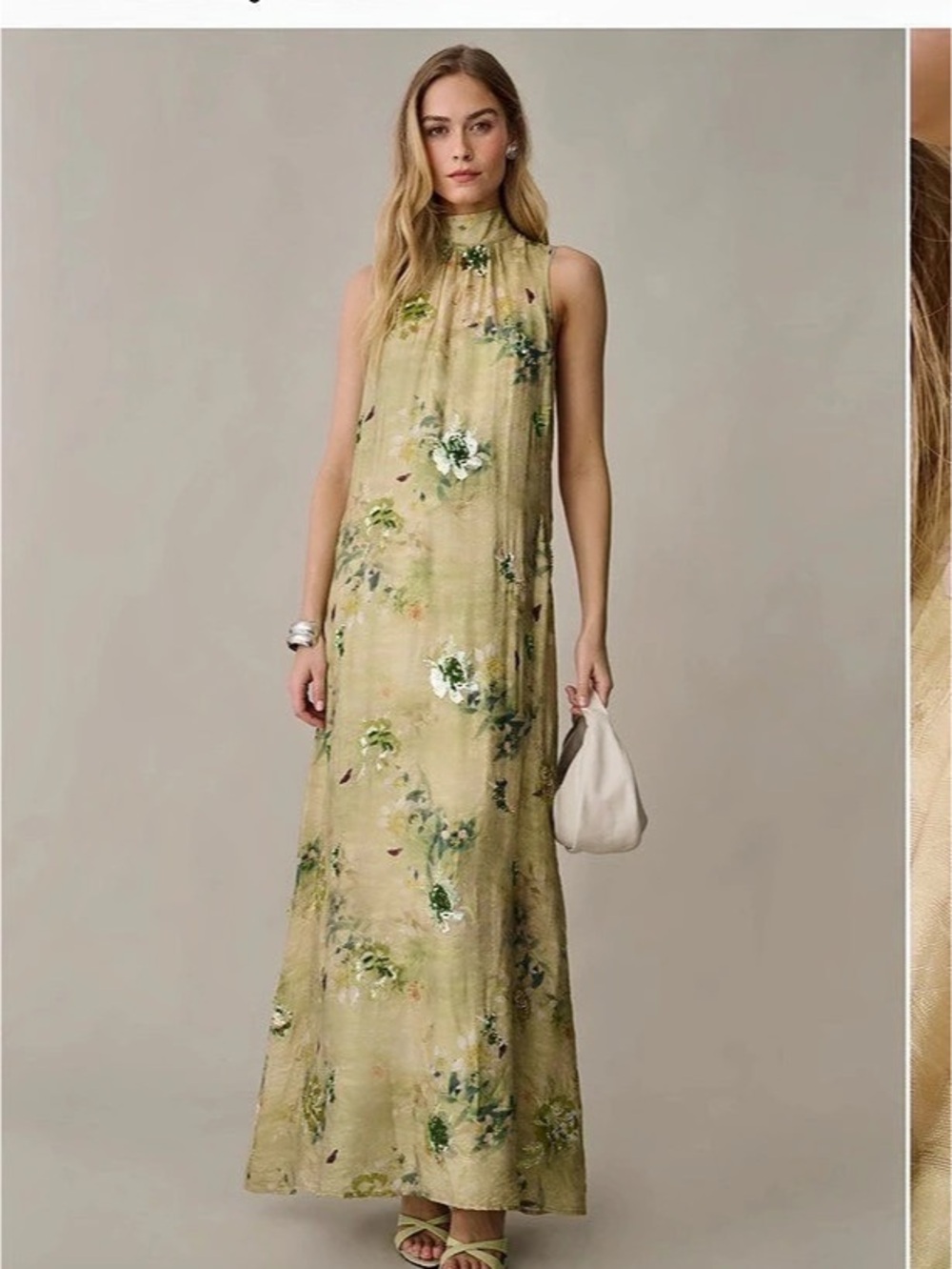 Few Moda Naia Dress Floral Maxi Dress in Green & Like New